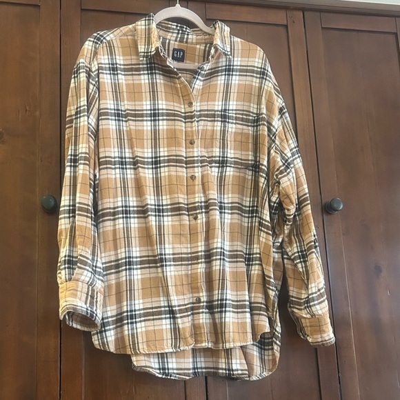 GAP Tops - GAP - Tan and Brown Plaid Shirt - Women's XL / Men's L